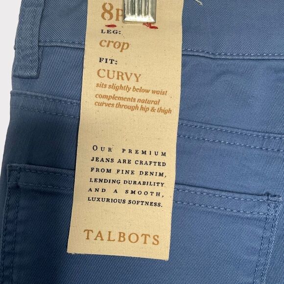 NWT Talbots‎ Petite 8 P Denim Blue Cotton Blend CURVY CropLeg Jeans - Picture 8 of 9